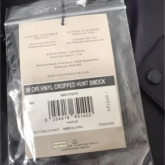 Hunter Original Hero Vinyl Waterproof Cropped Smock Navy Women’s SZ L NWT $180 - Picture 7 of 13